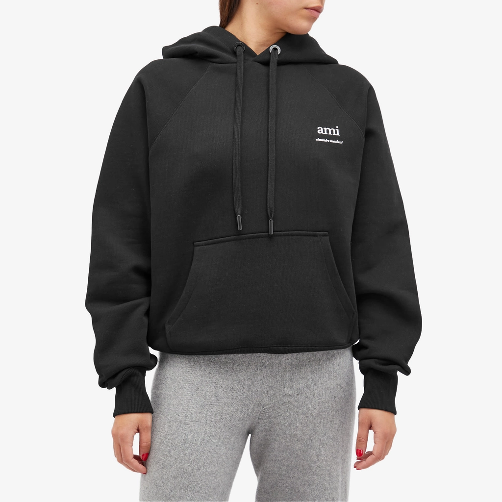 AMI Paris Logo Hoodie Black